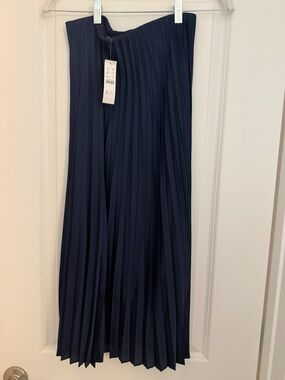 J. Crew Pleated Navy Midi Skirt - NWT